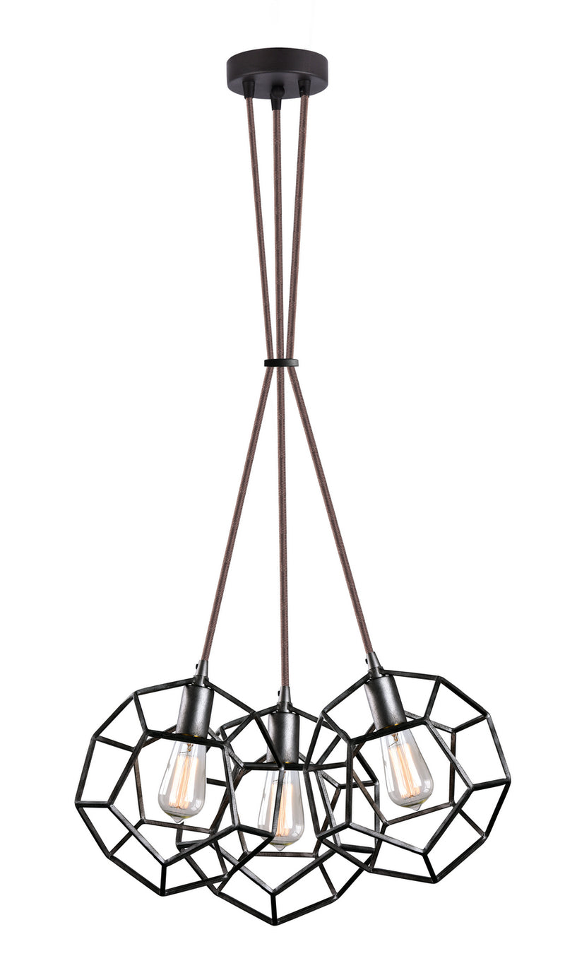 Matteo Lighting C54633RB Three Light Pendant, Rusty Black