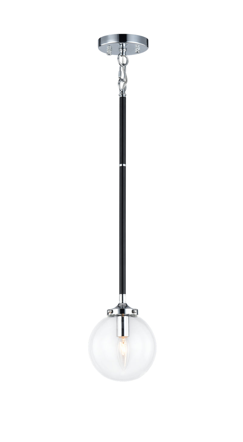 Matteo Lighting C58201CHCL One Light Pendant, Black & Chrome