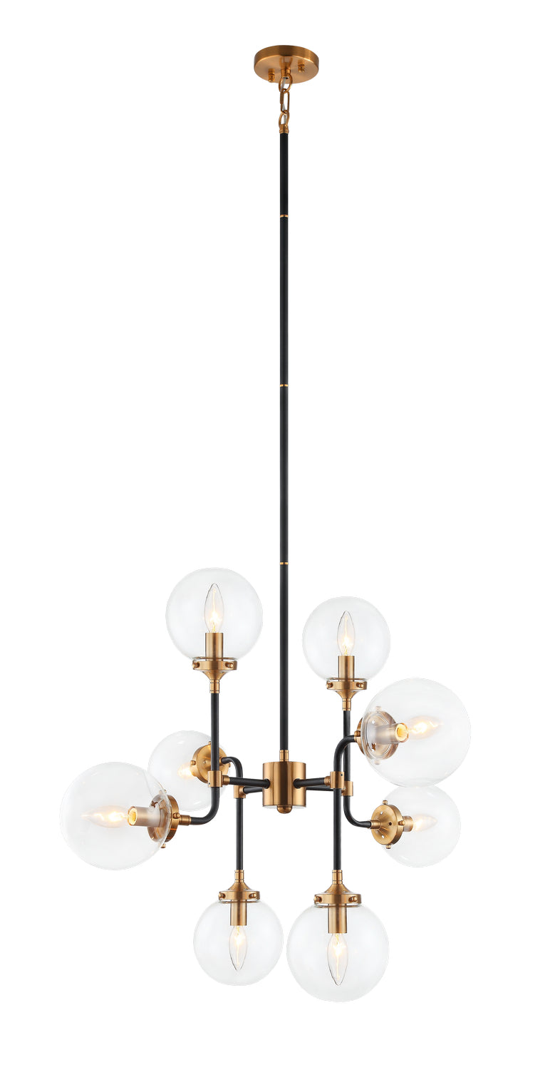 Matteo Lighting C58208AGCL Eight Light Chandelier, Aged Gold Brass