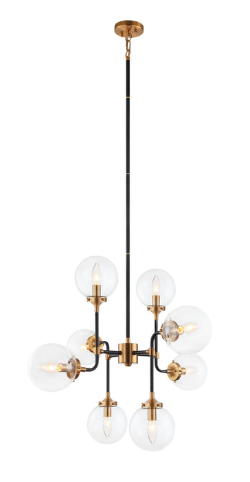 Matteo Lighting C58208AGCL Eight Light Chandelier, Aged Gold Brass