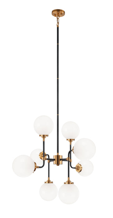 Matteo Lighting C58208AGOP Eight Light Chandelier, Aged Gold Brass