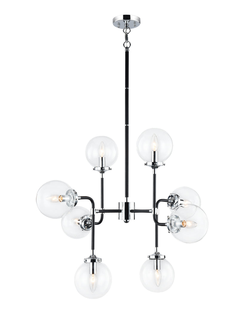 Matteo Lighting C58208CHCL Eight Light Chandelier, Black & Chrome