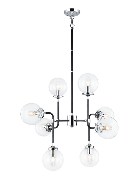 Matteo Lighting C58208CHCL Eight Light Chandelier, Black & Chrome
