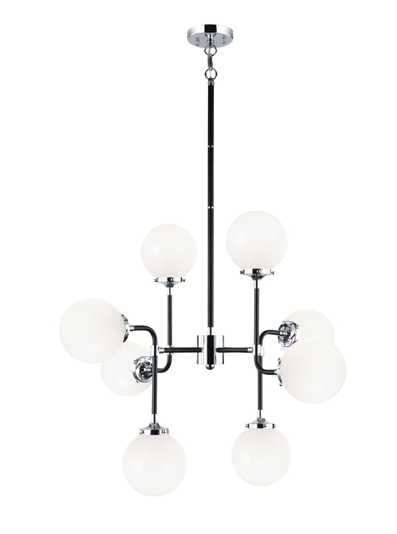 Matteo Lighting C58208CHOP Eight Light Chandelier, Black & Chrome