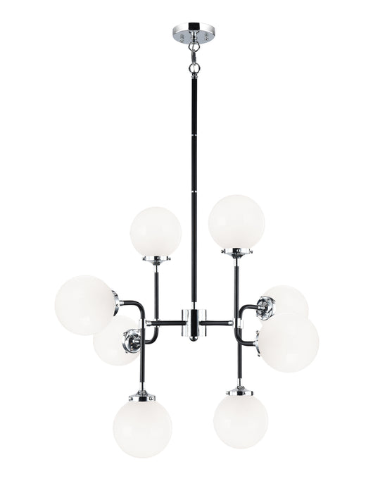 Matteo Lighting C58208CHOP Eight Light Chandelier, Black & Chrome
