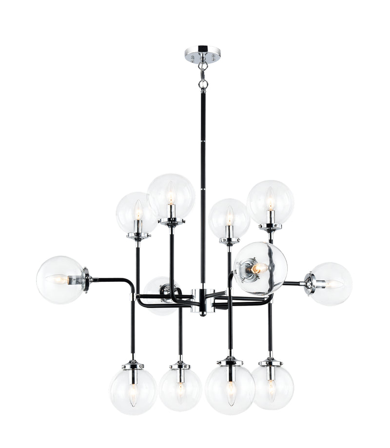 Matteo Lighting C58212CHCL 12 Light Chandelier, Black & Chrome