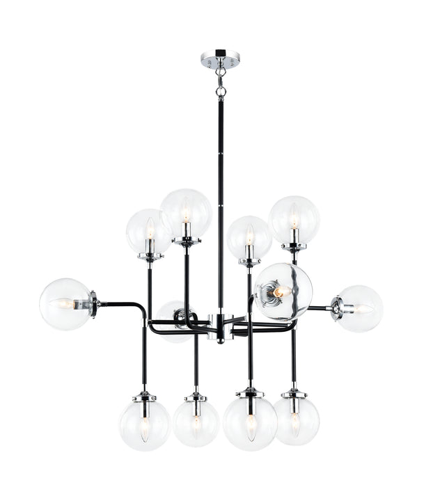 Matteo Lighting C58212CHCL 12 Light Chandelier, Black & Chrome