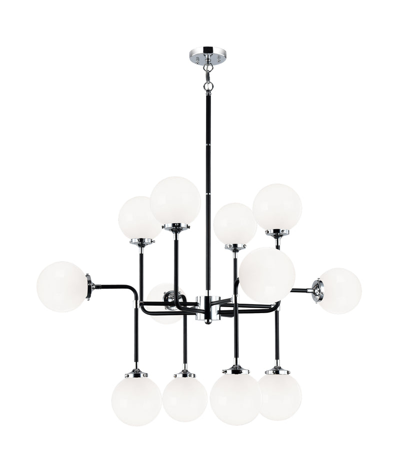 Matteo Lighting C58212CHOP 12 Light Chandelier, Black & Chrome