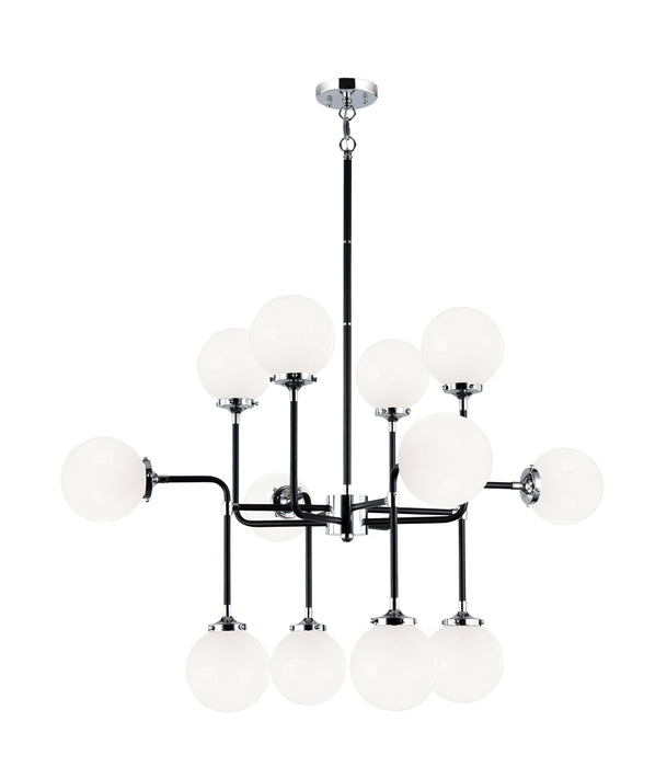 Matteo Lighting C58212CHOP 12 Light Chandelier, Black & Chrome