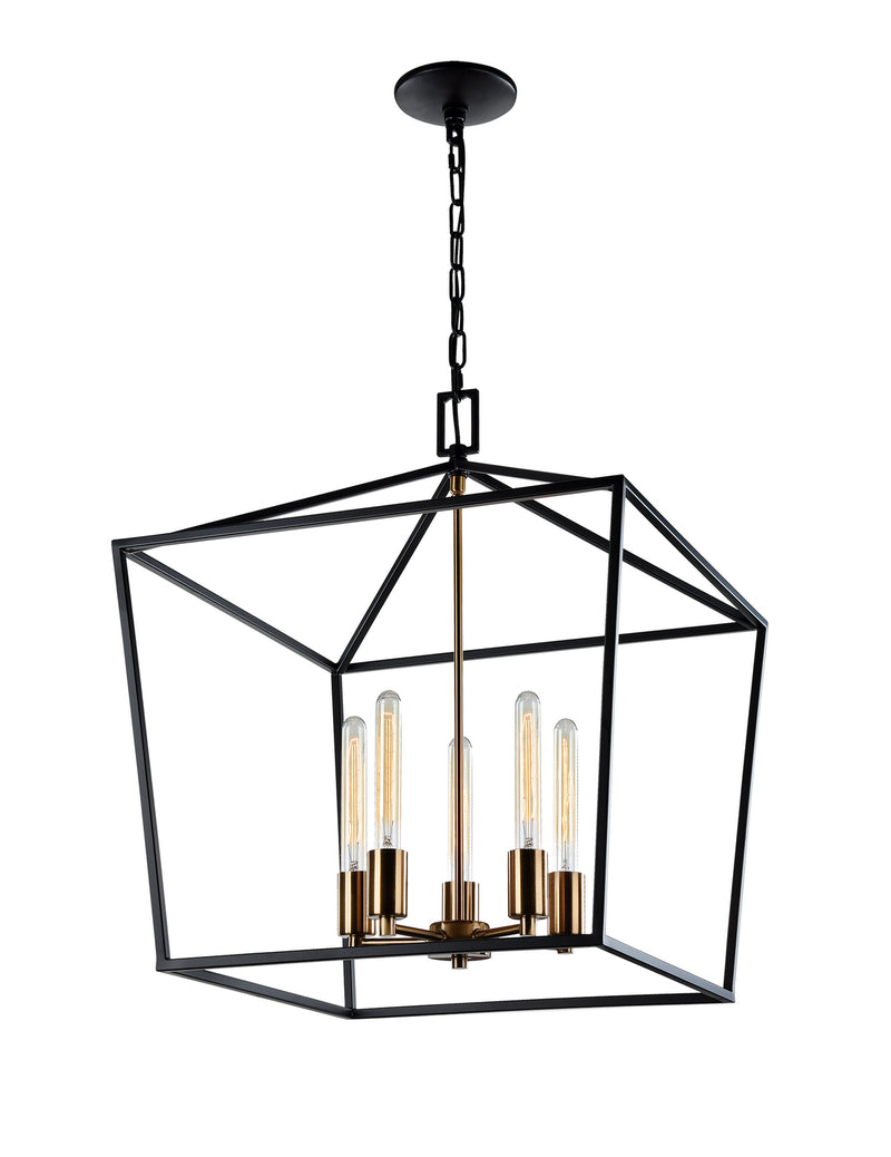 Matteo Lighting C61705RB Five Light Chandelier, Rusty Black & Aged Gold Brass accents