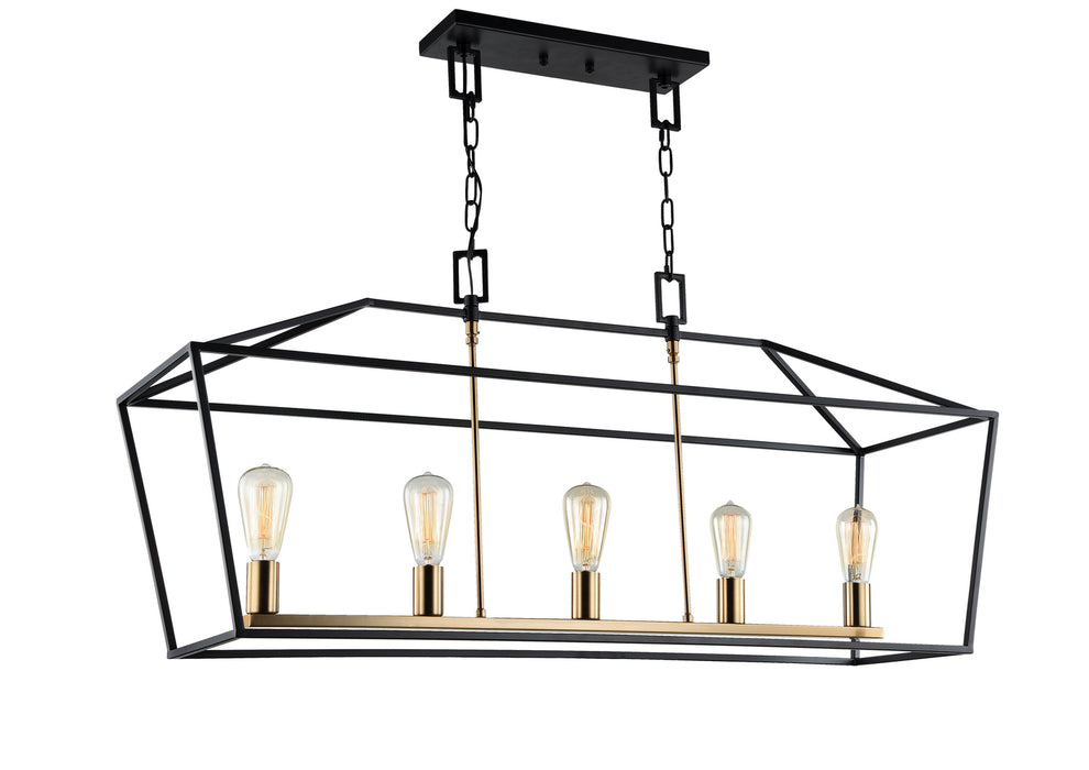 Matteo Lighting C61715RB Five Light Chandelier, Rusty Black & Aged Gold Brass accents