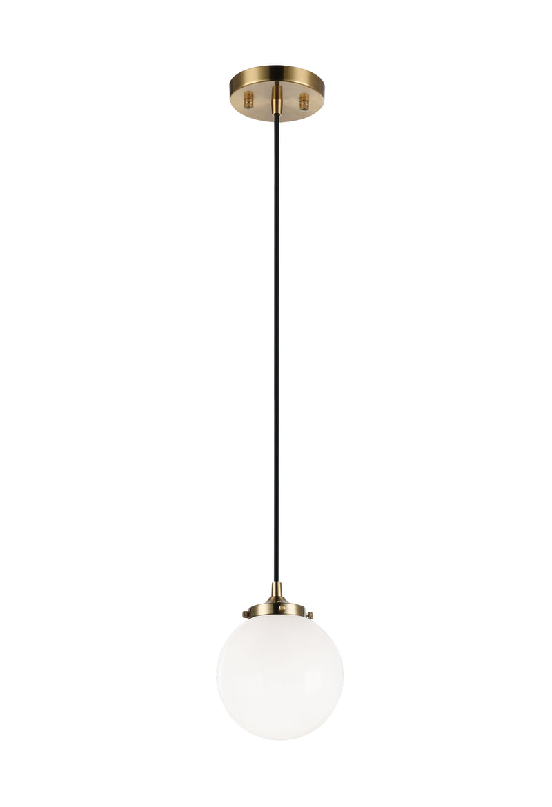 Matteo Lighting C63001AGOP One Light Pendant, Aged Gold Brass
