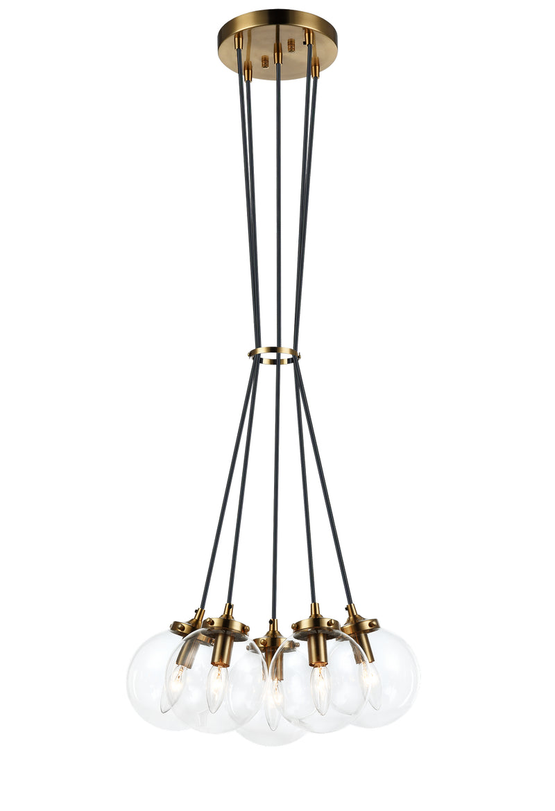 Matteo Lighting C63005AGCL Five Light Chandelier, Aged Gold Brass