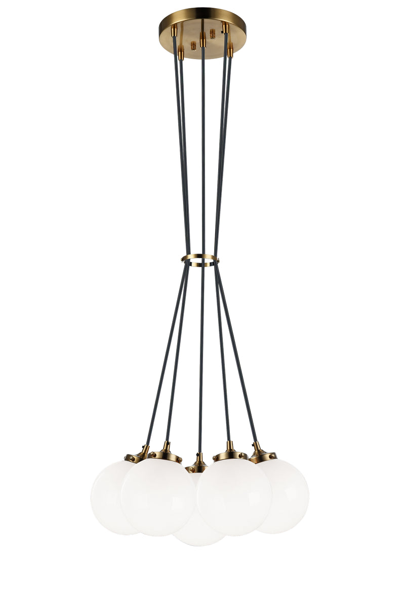 Matteo Lighting C63005AGOP Five Light Chandelier, Aged Gold Brass