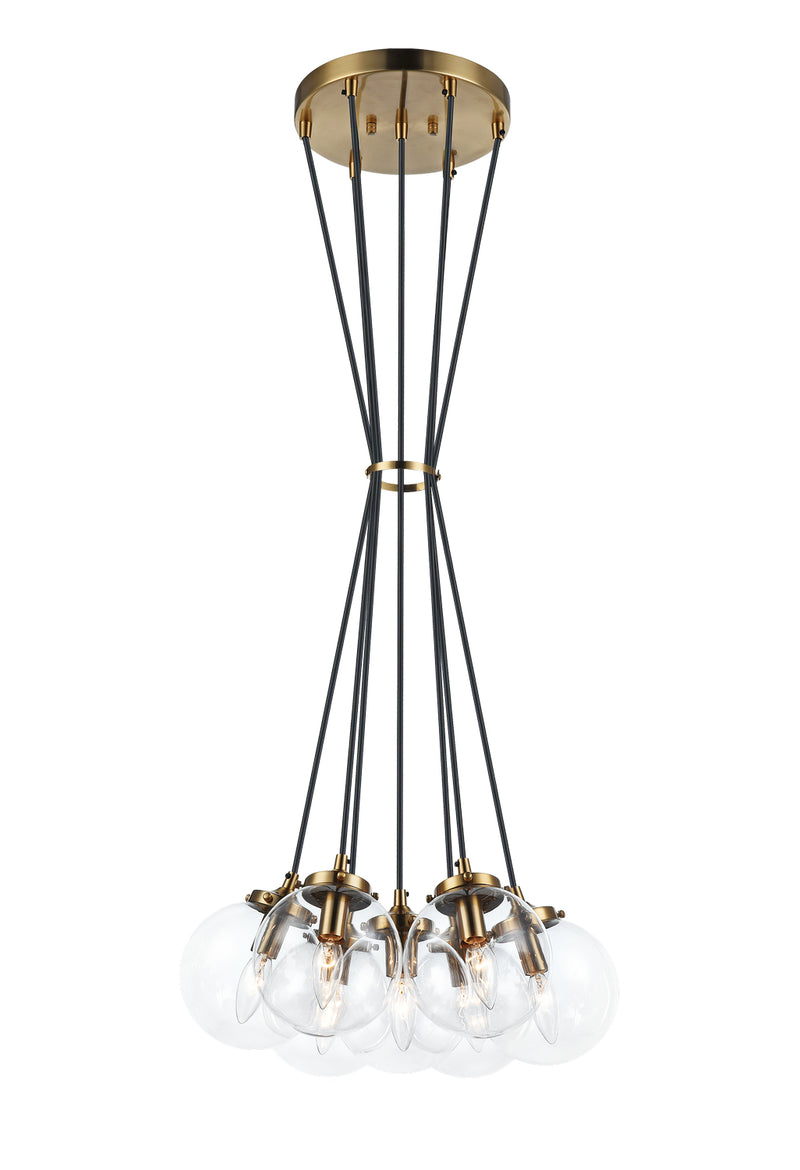 Matteo Lighting C63007AGCL Seven Light Pendant, Aged Gold Brass