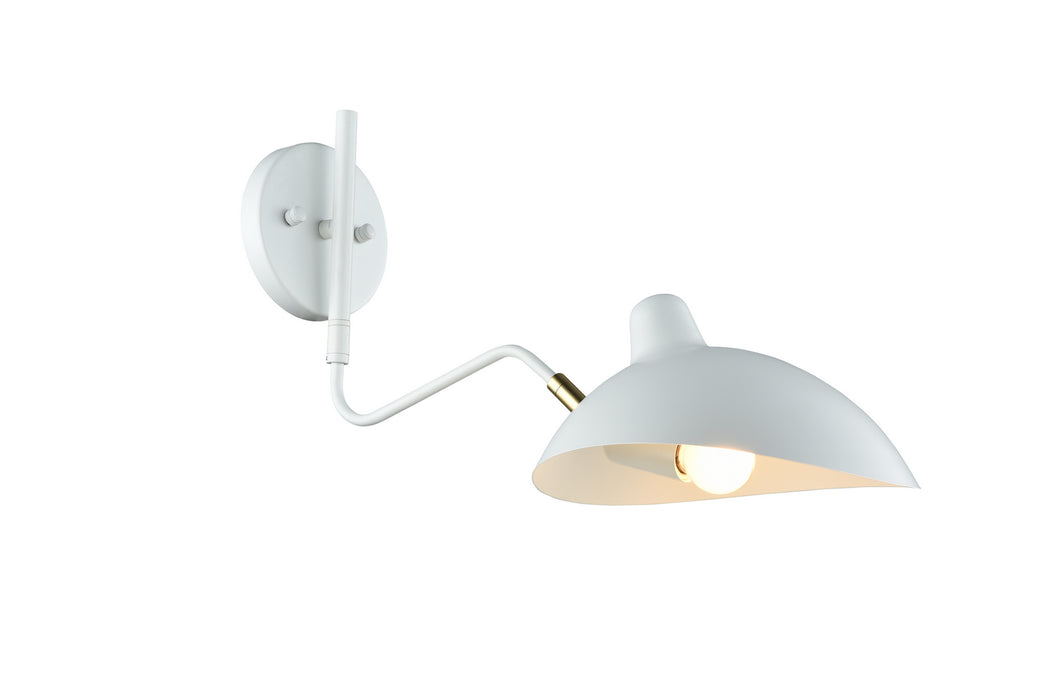 Matteo Lighting W57901WH One Light Wall Sconce, White & Brushed Gold