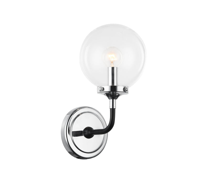 Matteo Lighting W58201CHCL One Light Wall Sconce, Black & Chrome