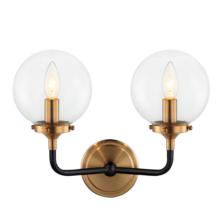 Matteo Lighting W58202AGCL Two Light Wall Sconce, Aged Gold Brass