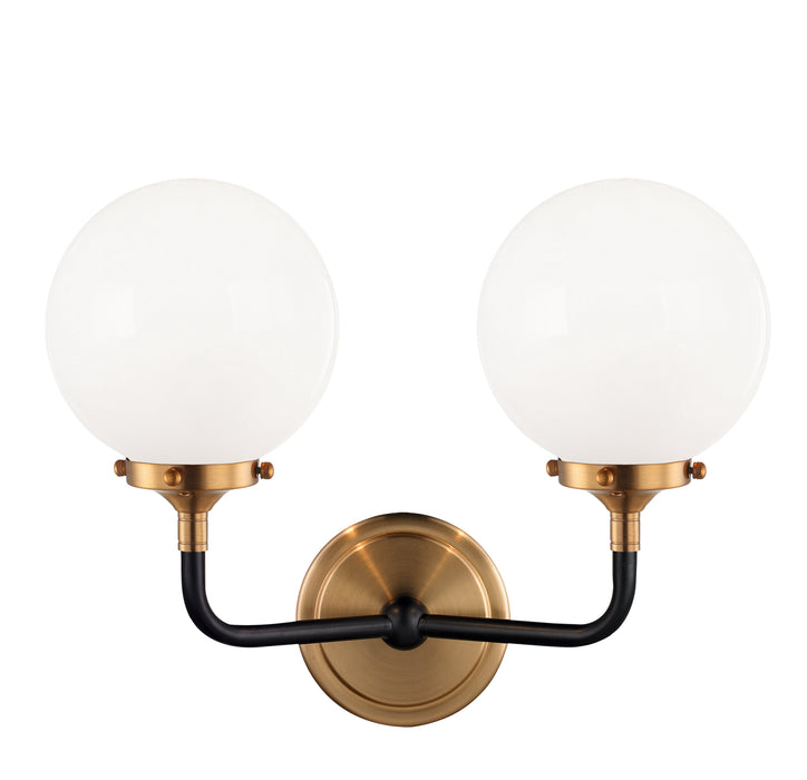 Matteo Lighting W58202AGOP Two Light Wall Sconce, Aged Gold Brass