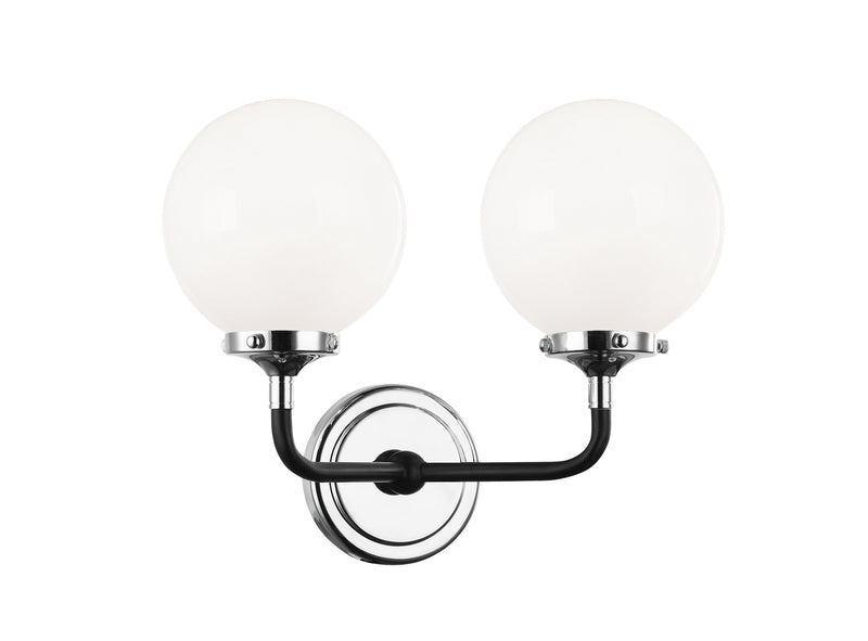 Matteo Lighting W58202CHOP Two Light Wall Sconce, Black & Chrome