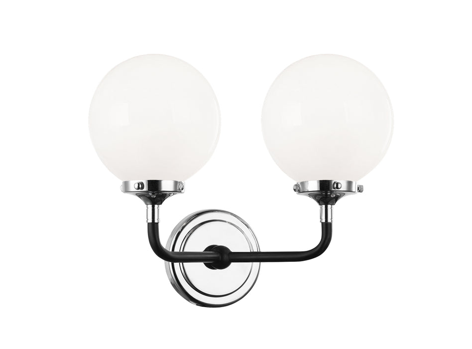 Matteo Lighting W58202CHOP Two Light Wall Sconce, Black & Chrome