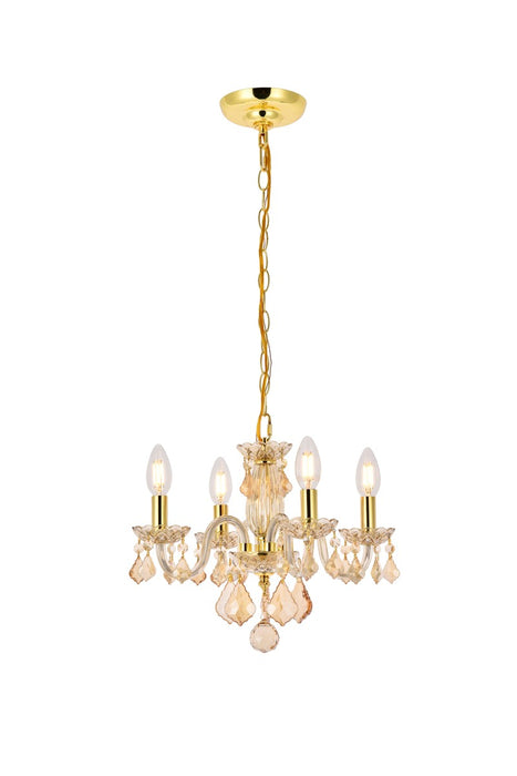 Elegant Lighting V7804D15GS-GS/RC Four Light Pendant, Golden Shadow