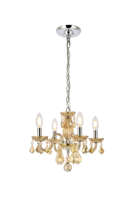 Elegant Lighting V7804D15GT-GT/RC Four Light Pendant, Golden Teak