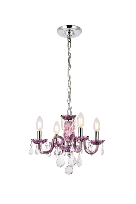 Elegant Lighting V7804D15PE/RC Four Light Pendant, Purple