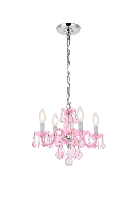 Elegant Lighting V7804D15PK-RO/RC Four Light Pendant, Pink