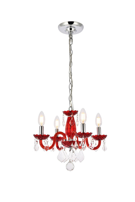 Elegant Lighting V7804D15RD/RC Four Light Pendant, Red