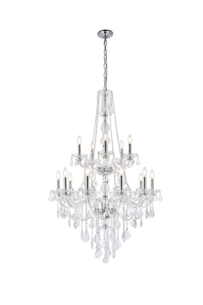Elegant Lighting V7815G33C-GT/RC 15 Light Chandelier, Chrome