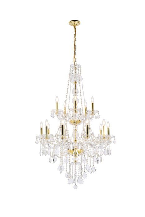 Elegant Lighting V7815G33G/RC 15 Light Chandelier, Gold