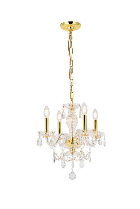 Elegant Lighting V7834D17G/RC Four Light Pendant, Gold