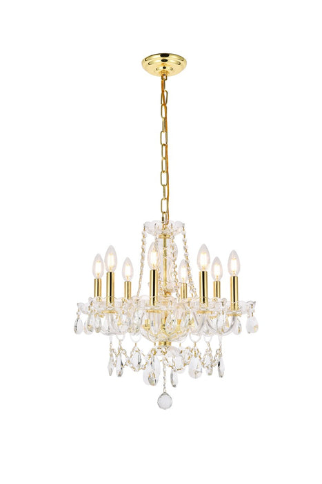 Elegant Lighting V7838D20G/RC Eight Light Chandelier, Gold