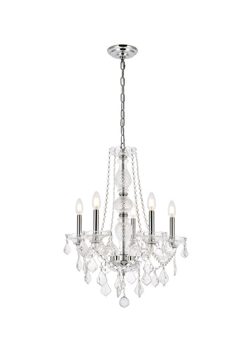 Elegant Lighting V7855D21C/RC Five Light Chandelier, Chrome