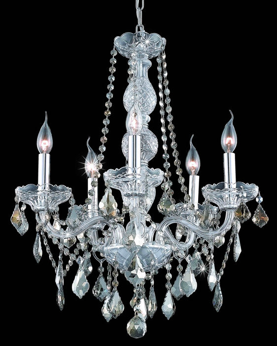 Elegant Lighting V7855D21C-GT/RC Five Light Chandelier, Chrome
