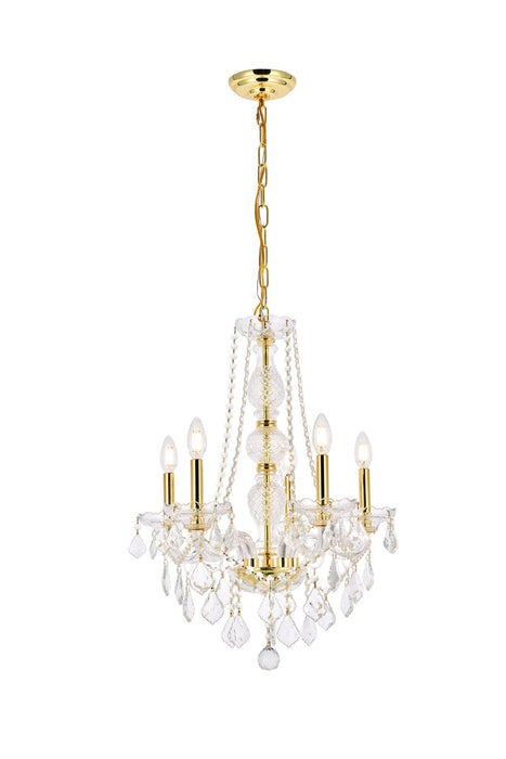 Elegant Lighting V7855D21G/RC Five Light Chandelier, Gold