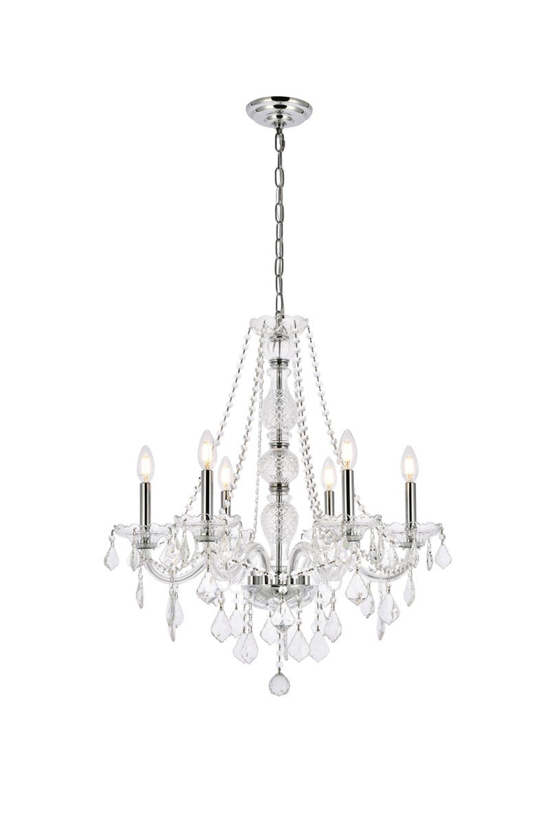 Elegant Lighting V7856D24C/RC Six Light Chandelier, Chrome