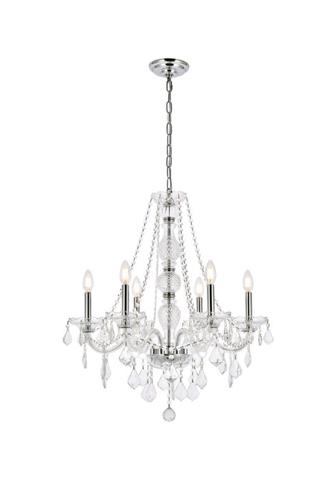 Elegant Lighting V7856D24C/RC Six Light Chandelier, Chrome