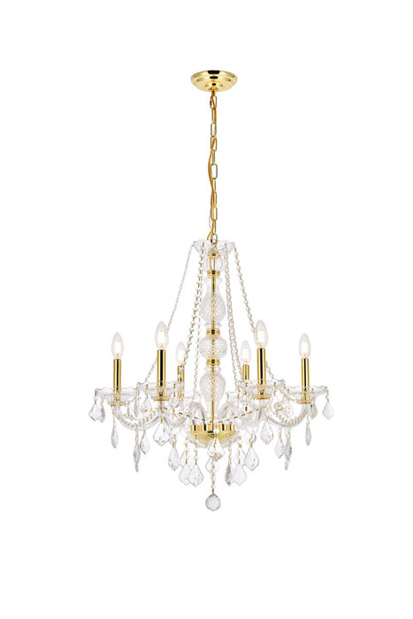 Elegant Lighting V7856D24G/RC Six Light Chandelier, Gold