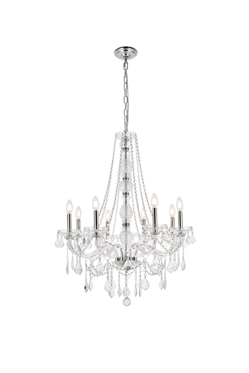 Elegant Lighting V7858D28C/RC Eight Light Chandelier, Chrome