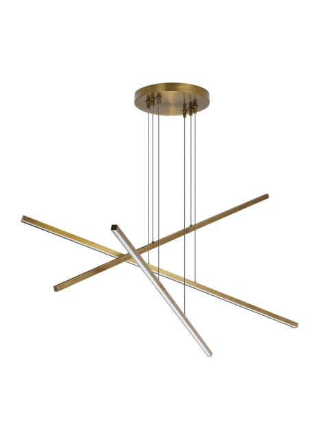 Visual Comfort Modern 700LSESN3R-LED930 LED Linear Chandelier, Aged Brass