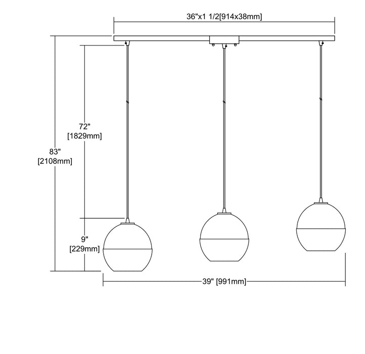 ELK Home 10492/3L Three Light Pendant, Polished Chrome