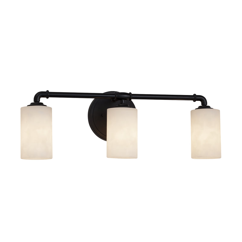 Justice Designs CLD-8463-10-MBLK Three Light Bath Bar, Matte Black