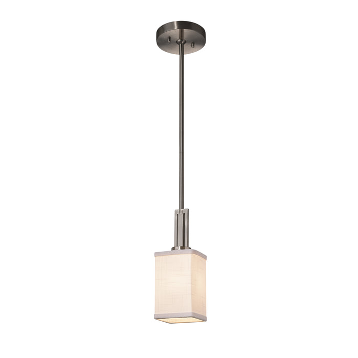 Justice Designs FAB-8445-15-WHTE-NCKL One Light Pendant, Brushed Nickel