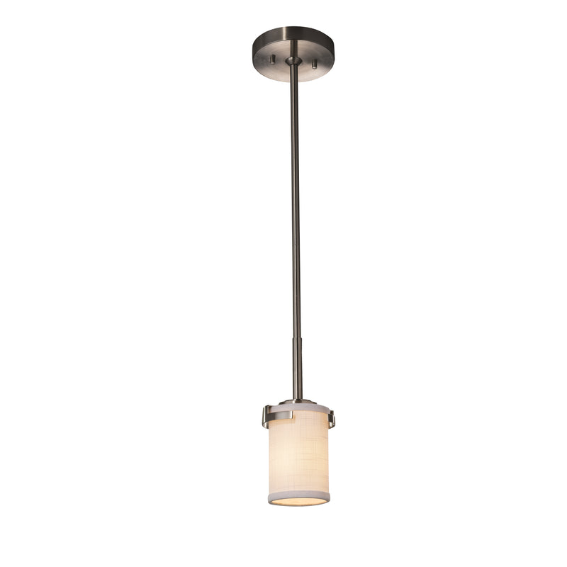 Justice Designs FAB-8455-10-WHTE-NCKL One Light Pendant, Brushed Nickel