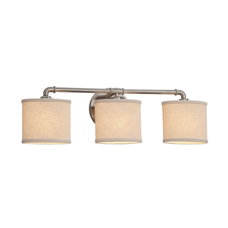 Justice Designs FAB-8463-30-CREM-NCKL Three Light Bath Bar, Brushed Nickel