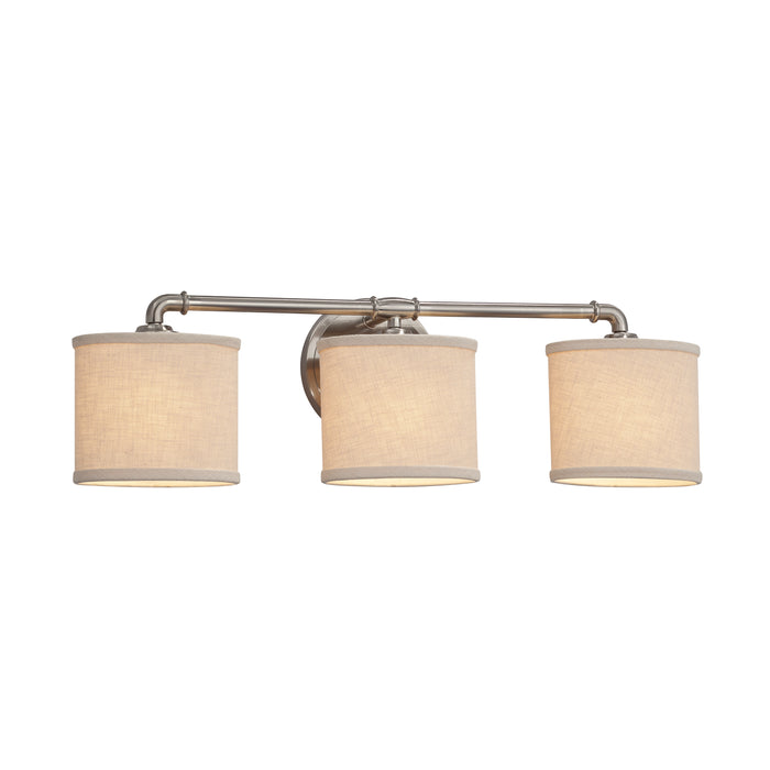 Justice Designs FAB-8463-30-CREM-NCKL Three Light Bath Bar, Brushed Nickel