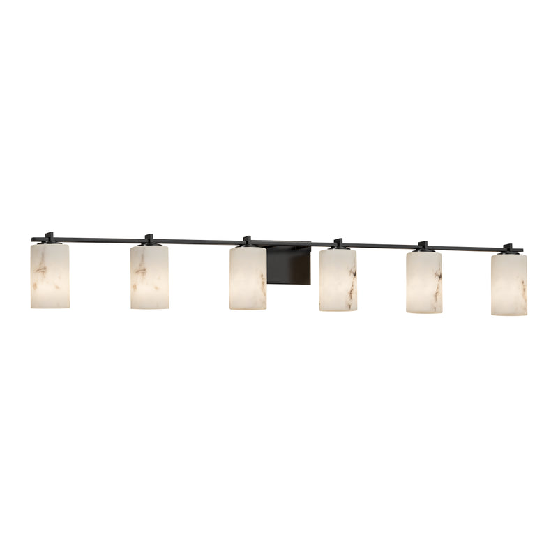 Justice Designs FAL-8446-10-MBLK Six Light Bath Bar, Matte Black