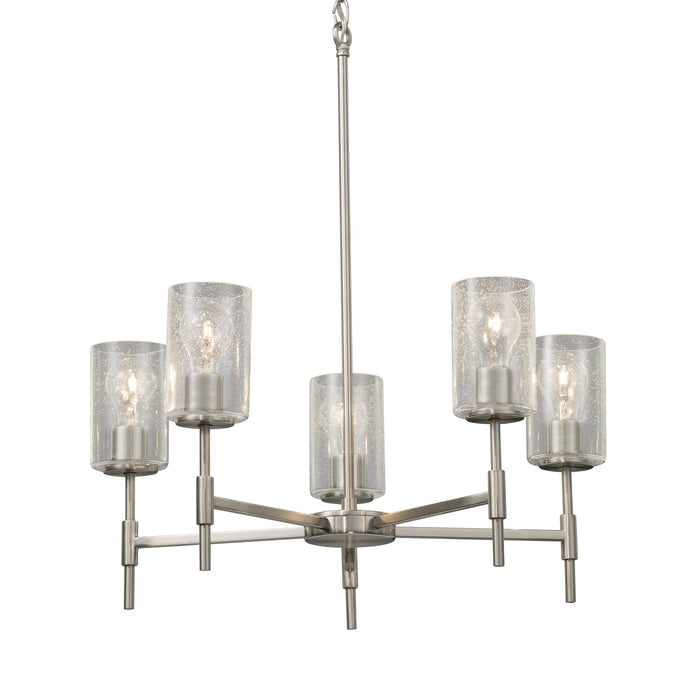 Justice Designs FSN-8410-10-SEED-NCKL Five Light Chandelier, Brushed Nickel